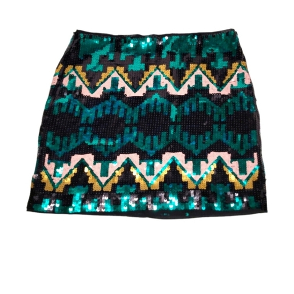 Multicolor Sequin Mini Skirt Size 6 - Picture 1 of 8